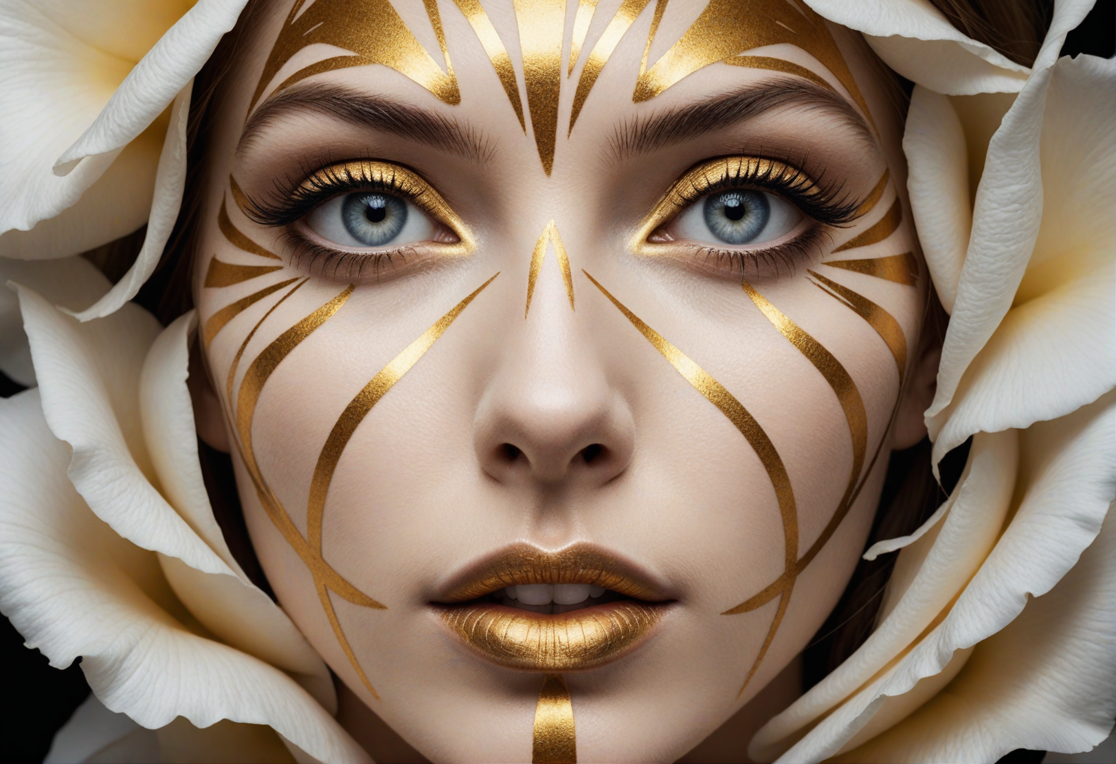 05883-2198075548-Cinematic still of Ultra detailed artistic abstract photography of woman's face (geometrical), golden, white roses, detailed sym.png